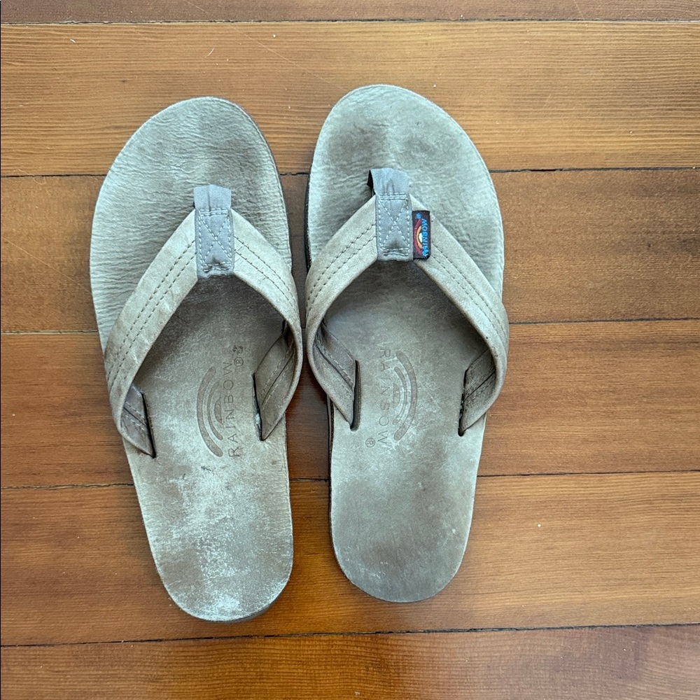 Rainbow Blue and Tan Flip Flops